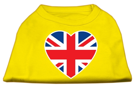 British Flag Heart Screen Print Shirt Yellow XS